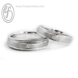 แหวนคู่ แหวนคู่เงินแท้ แหวนเพชร แหวนเงินแท้ แหวนหมั้นเพชร - R1217-8dim